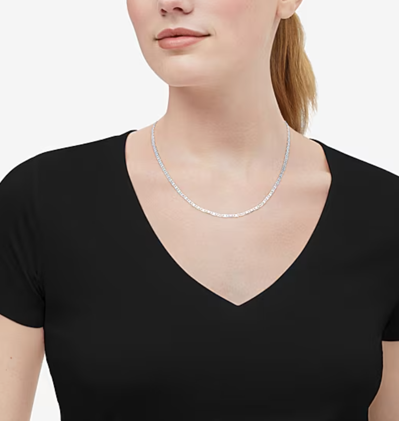 Made in Italy Women's Sterling Silver 18 Inch Valentino Chain Necklace (2.5mm)